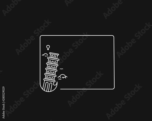 Leaning Tower Hand Drawn, Pisa - Outline for Design Vector Illustration
