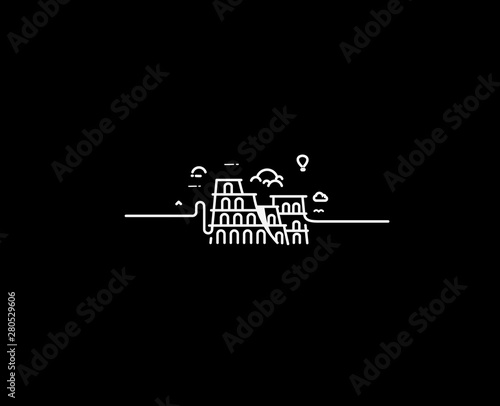 Colosseum in Rome - Line art vector design illustration.