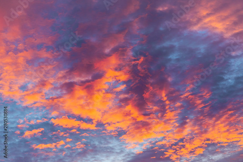 dramatic sunset sky with clouds