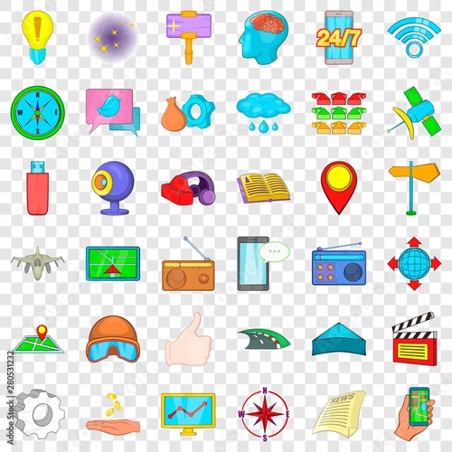 Jet icons set. Cartoon style of 36 jet vector icons for web for any design