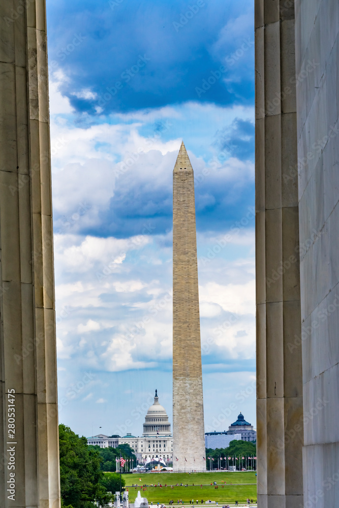 Columns Washington Monument Capitol Hill Lincoln Memorial Washington DC