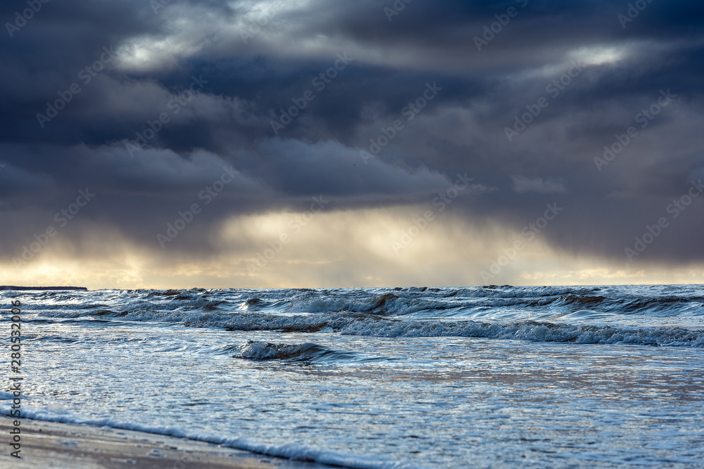 Dark clouds over Baltic sea at Liepaja, Latvia.