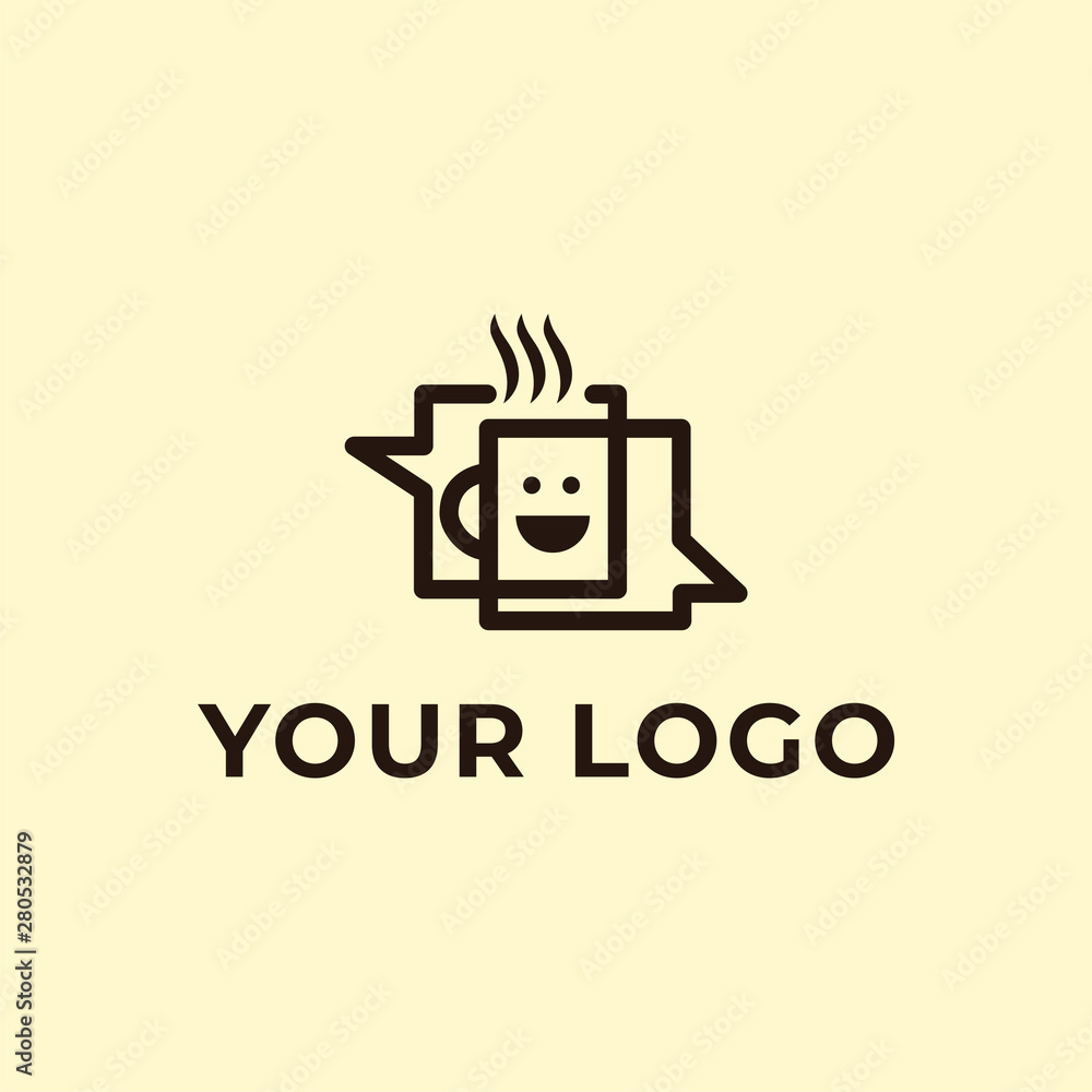 coffee chat, chat coffee logo template coffee chat, chat coffee logo template