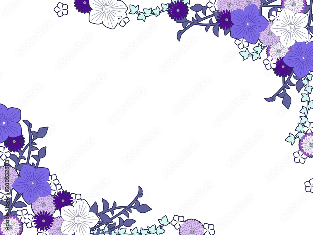 桔梗と青い菊の花の背景イラスト Stock ベクター Adobe Stock