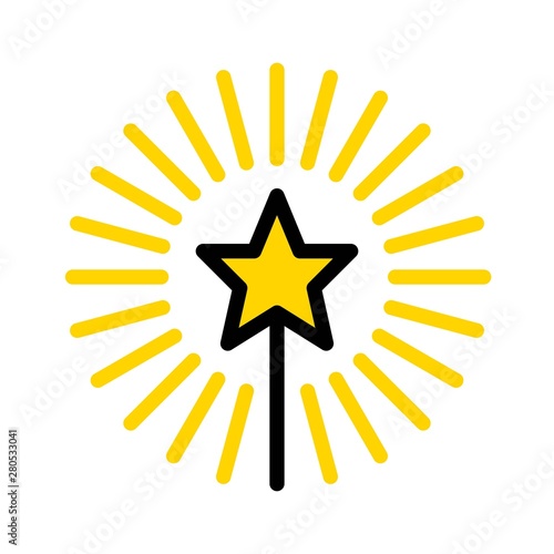 shining star fairy  stick Xmas filed editable outline icon.