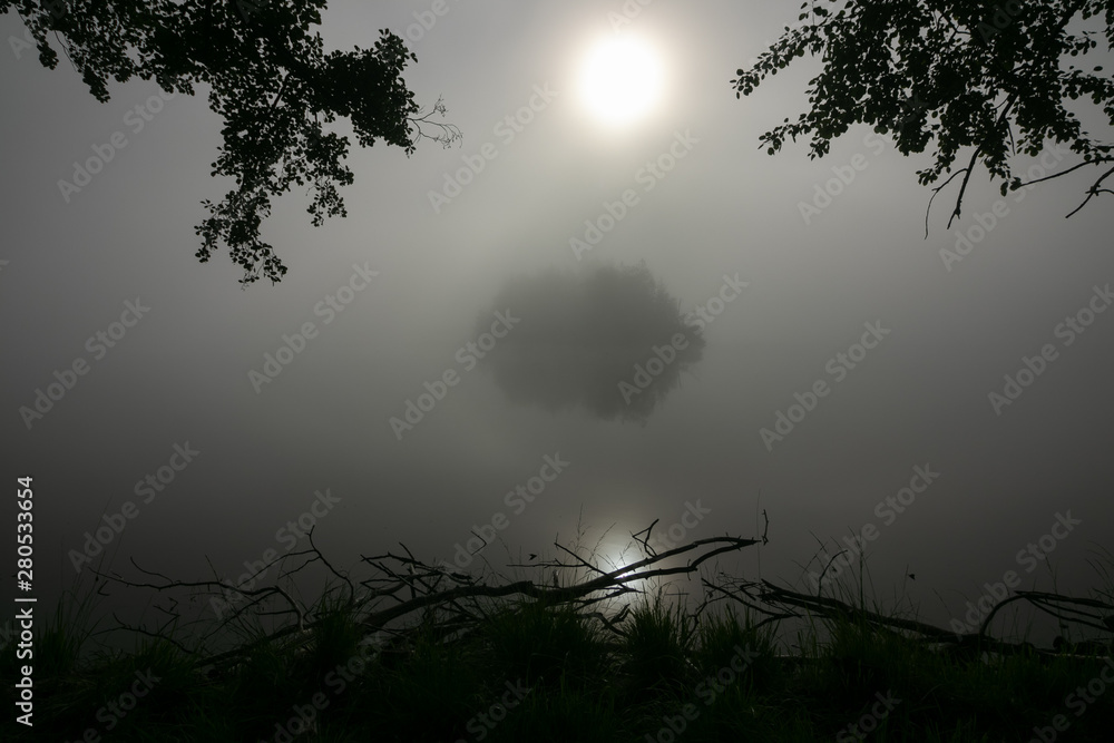 misty morning lake view, condolences card, obituary misty morning lake view, condolences card, obituary