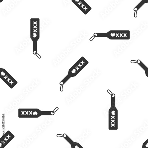 Grey Spanking paddle icon isolated seamless pattern on white background. Fetish accessory. Sex toy for adult. Vector Illustration