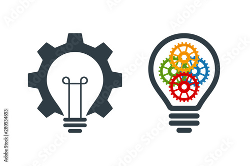 Bulb icons with gears