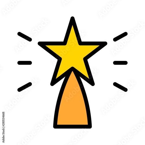 star lightening  Xmas filed editable outline icon.