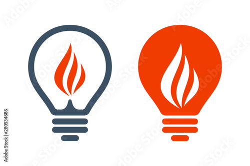 Bulb icons with flame sign