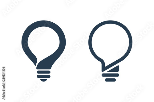 Bulb icons with speech bubble