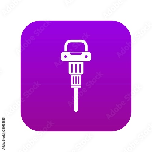 Pneumatic hammer icon digital purple for any design isolated on white vector illustration