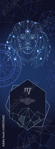 Template for astrological banner. Virgo zodiac sign.