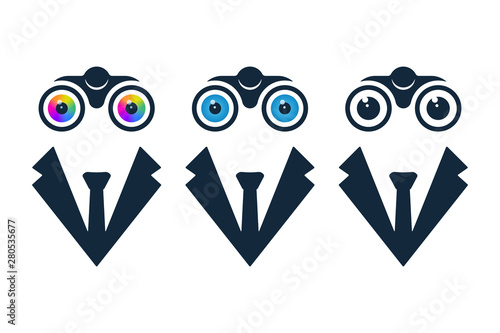 Businessman icons with binoculars