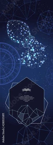 Template for astrological banner. Aquarius zodiac sign.