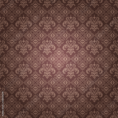 Brown decorative wallpaper background texture, vector image
