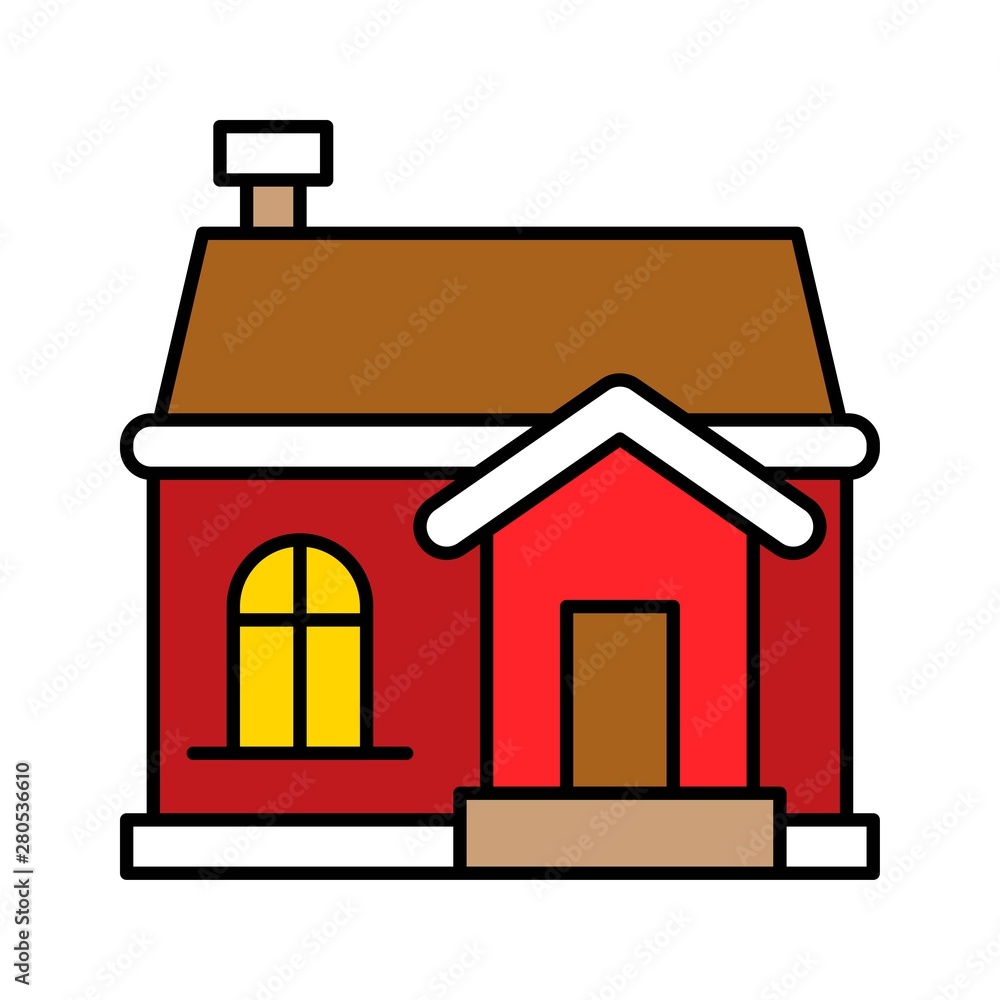 guest house exterior decoration Christmas filled editable outline icon. guest house exterior decoration Christmas filled editable outline icon.