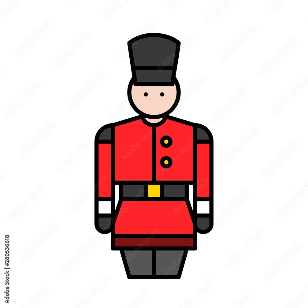 army soldier character Christmas filled editable outline icon.