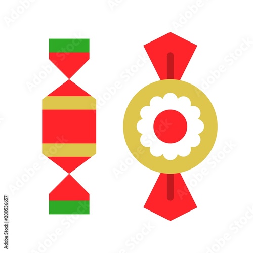 sweet candy toffee dessert Christmas flat design icon.