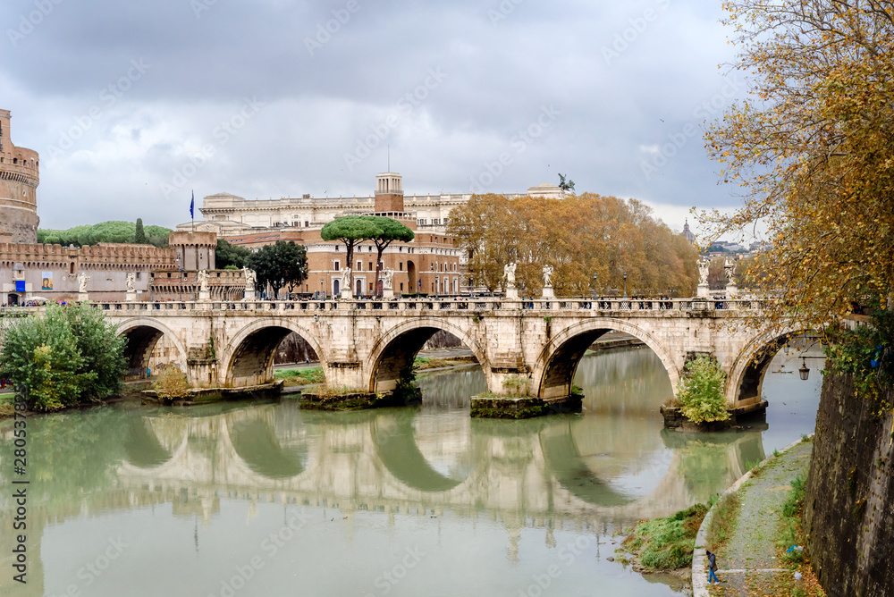 Castel Sant Angelo in a autumn day in Rome, Italy