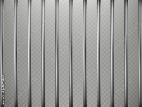 Prison bars foreground effect, isolated on transparent background. Steel Grid. EPS 10
