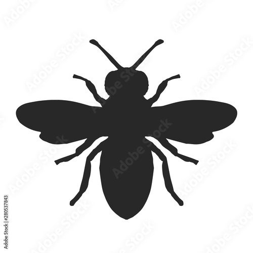 Bee-simple_2Honey Bee Icon. Black Bee On White Background. Vector Silhouette.