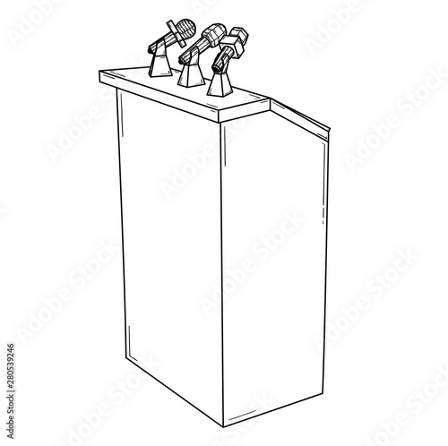 podium for political speech with microphones