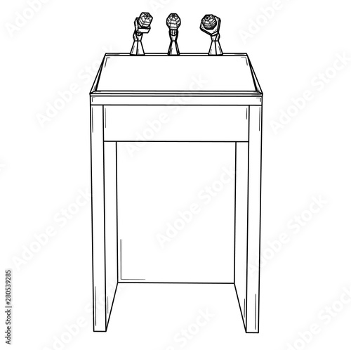 podium for political speech with microphones