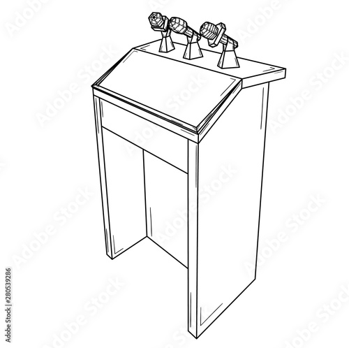 podium for political speech with microphones