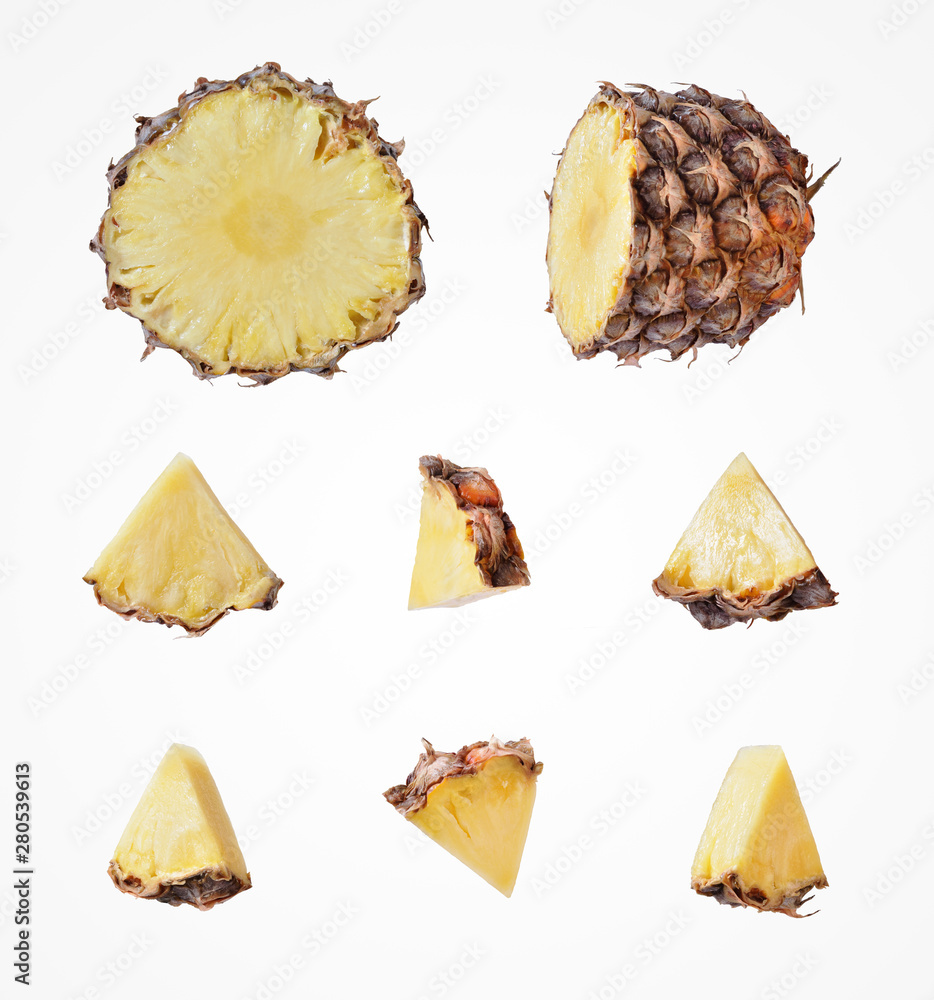 Naklejka premium Delicious colorful pineapple isolat on white background.