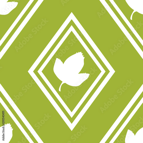 seamless geometric abstract pattern with floral motive rhombus and leave