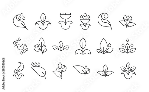 Agro logo icons set. Black and white contour isolated illustration.