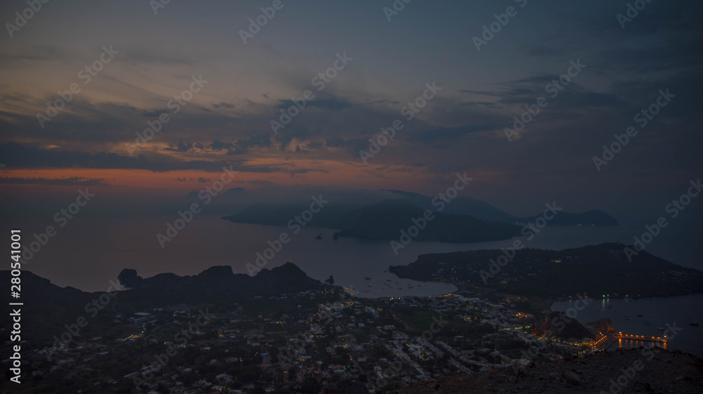 panoramic view of the islands and volcano Sicily