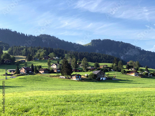 Village Willerzell on the shore of artificial lake Sihlsee - Canton of Schwyz, Switzerland photo