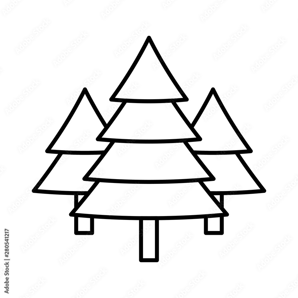 pine trees decoration merry Christmas editable outline icon. pine trees decoration merry Christmas editable outline icon.