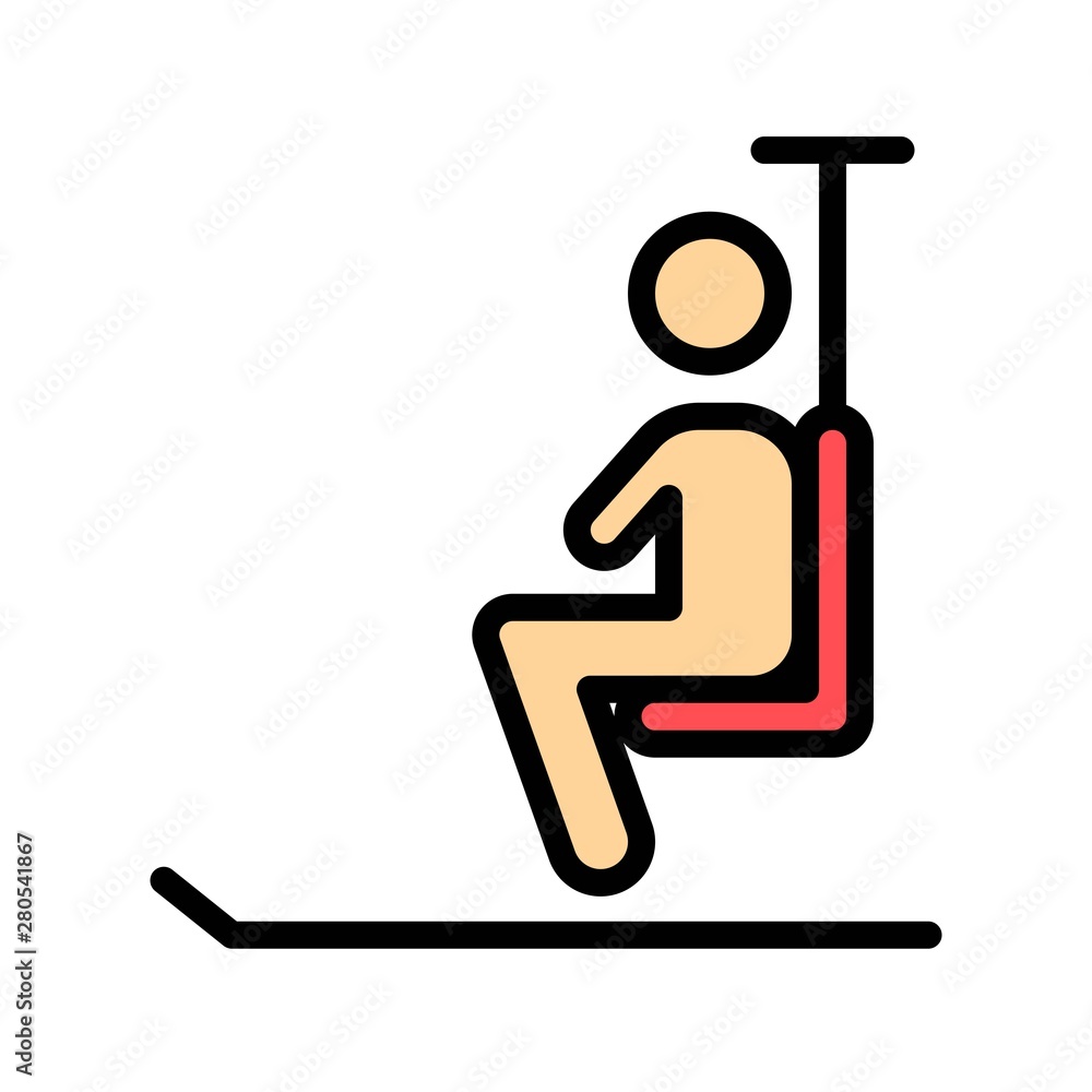 chair lift ride on hills or mountains winter filled outline icon editable stroke.