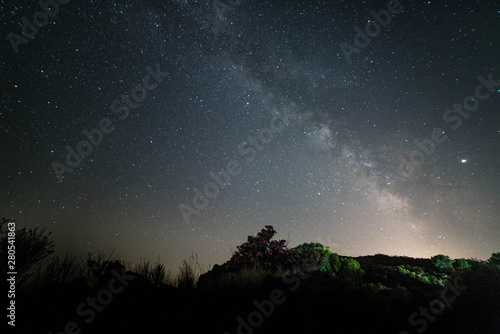 view of the milky way of the Sicily volcano island