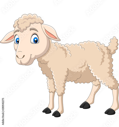 Cartoon happy lamb isolated on white background
