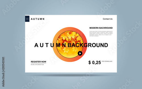 Landing Page, Website, Abstract Background Autumn Landscape template for website. Modern Minimal Eps 10