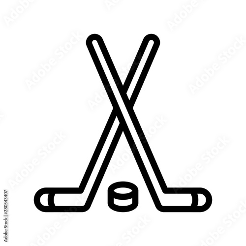 hockey sticks and ball goal winter filled outline icon editable stroke.