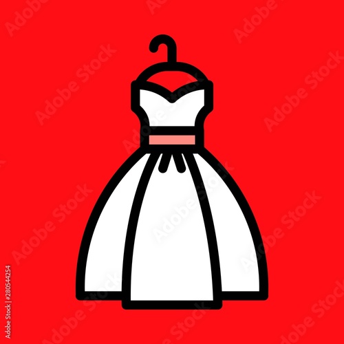 Wedding dress vector, wedding related fiiled style editable outline icon photo