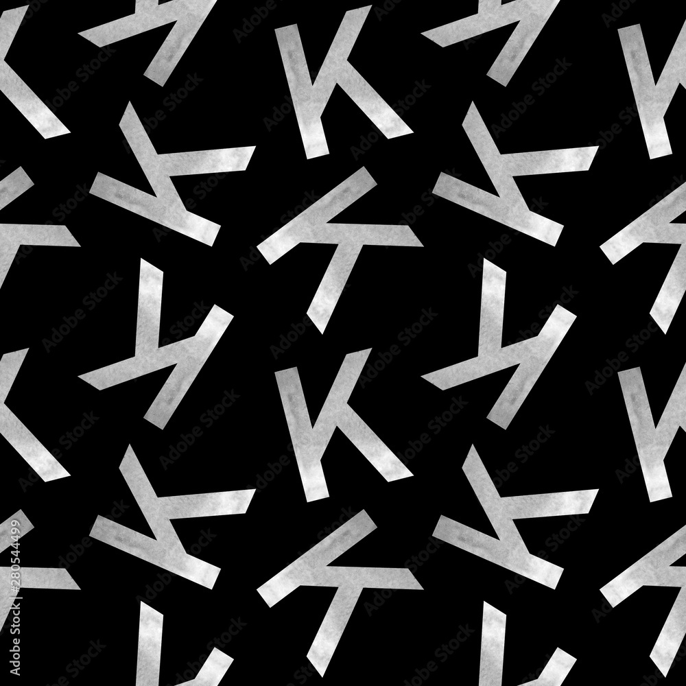 Seamless pattern with letters k on black Seamless pattern with letters k on black