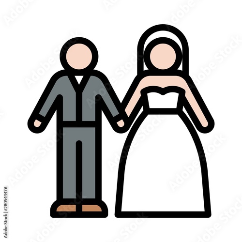 Wedding couple vector, wedding related fiiled style editable outline icon photo