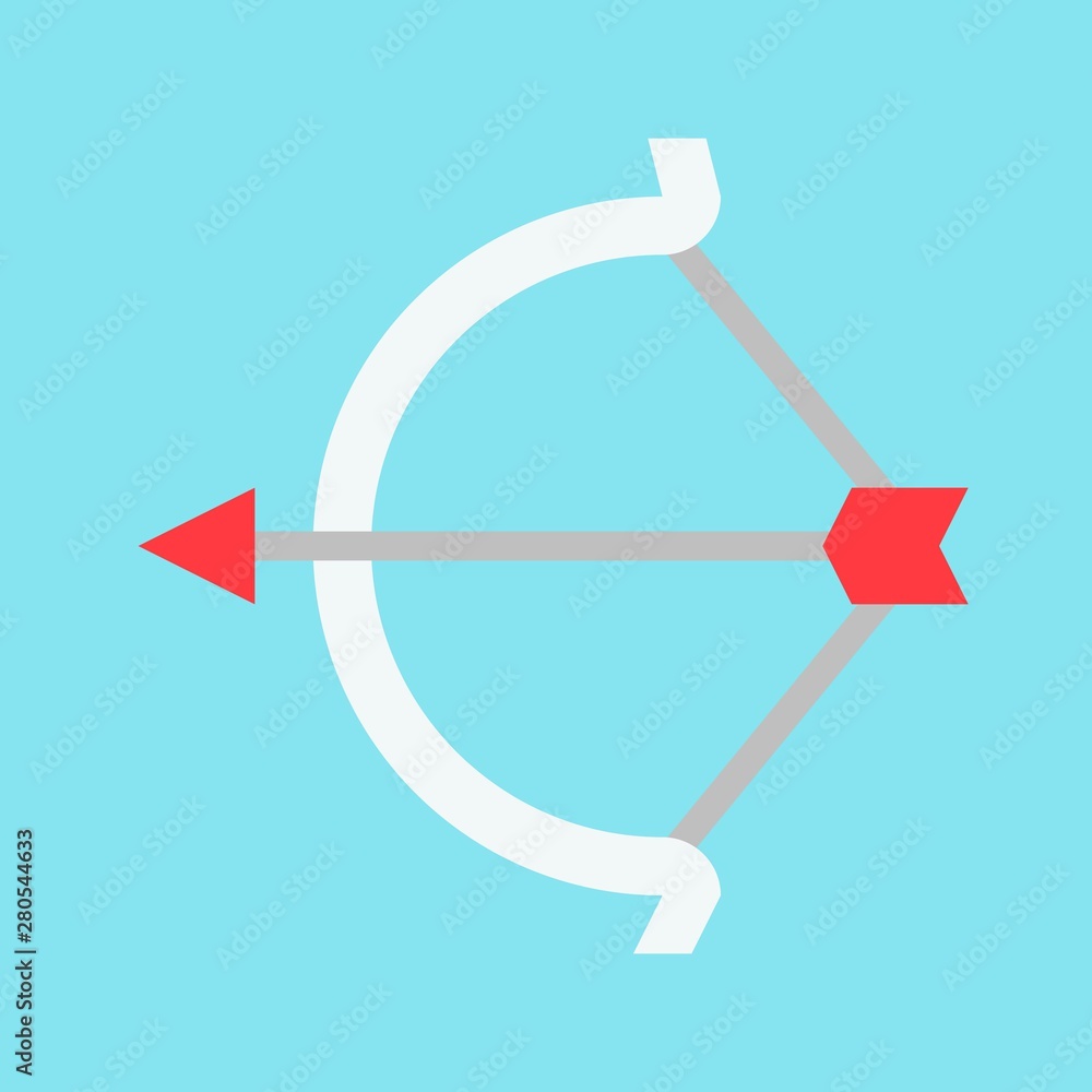 Bow with arrow vector, wedding related flat style icon Bow with arrow vector, wedding related flat style icon