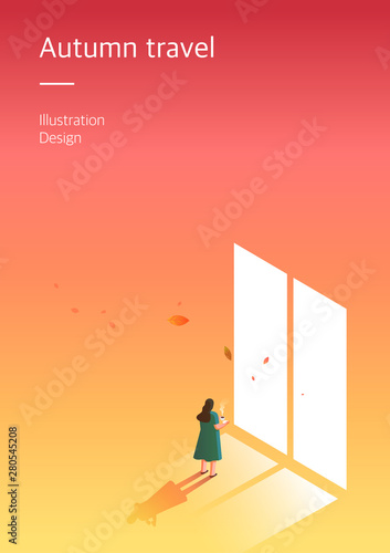 Autumn background - landscape illustration