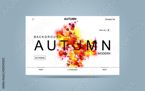 Landing Page, Website, Abstract Background Autumn Landscape template for website. Modern Minimal Eps 10