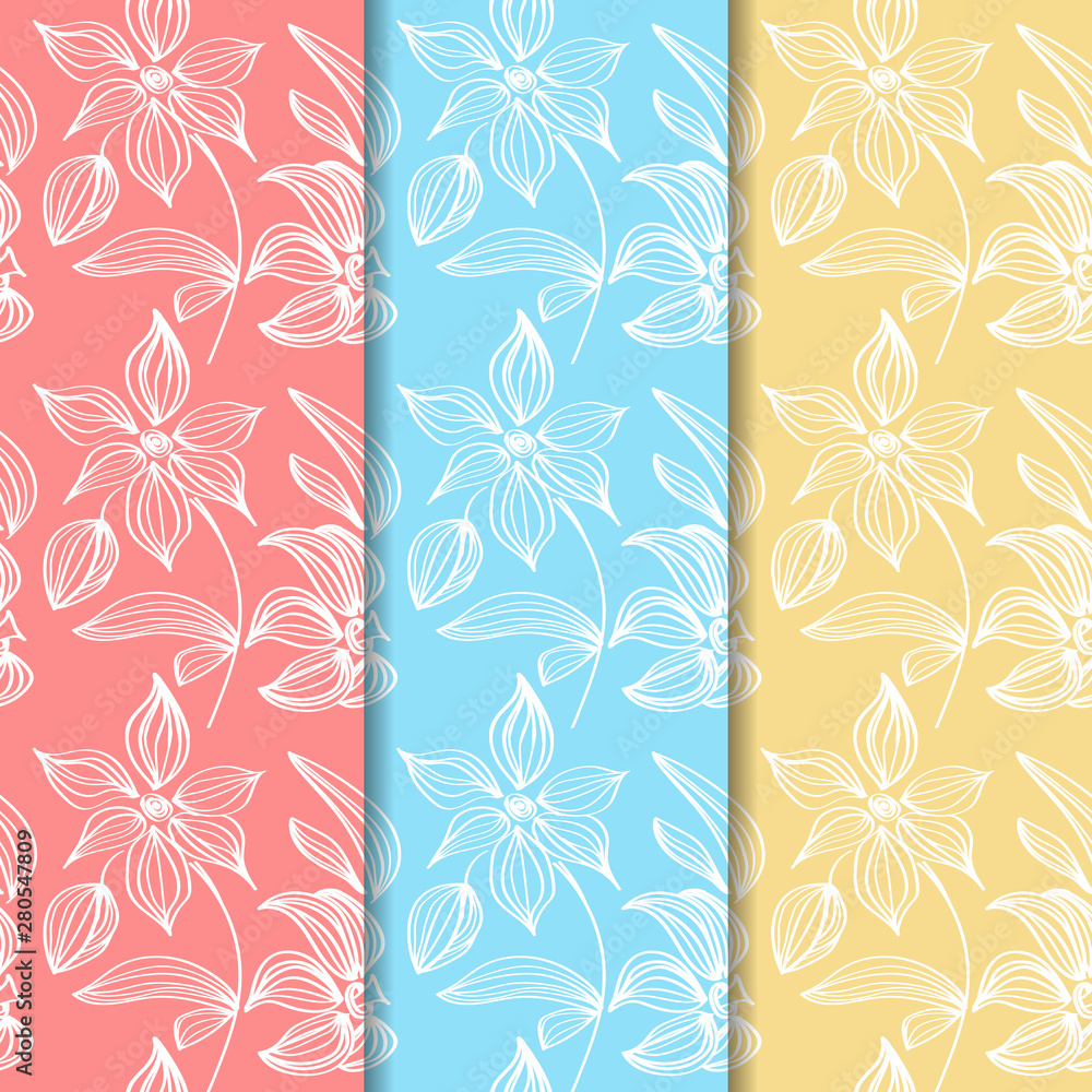 floral seamless pattern with flowers and leaves floral seamless pattern with flowers and leaves