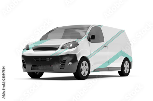 Mock up of a van on a white background - 3d rendering