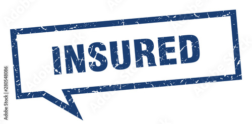 insured sign. insured square speech bubble. insured