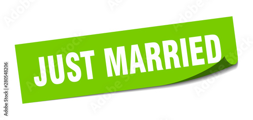 just married sticker. just married square isolated sign. just married